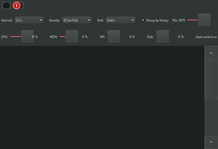 The Monitor toolbar — the cog reveals the configuration panel