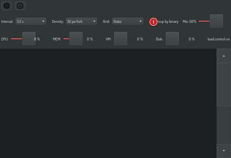 The process list folded by binary — one row per program, with its process count