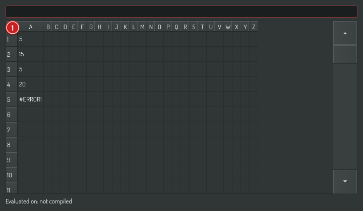 A refused formula, with the error on the cell that caused it