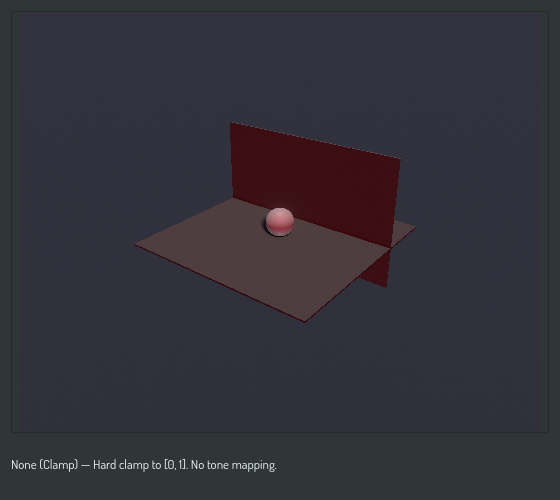 The preview scene with no tone mapping