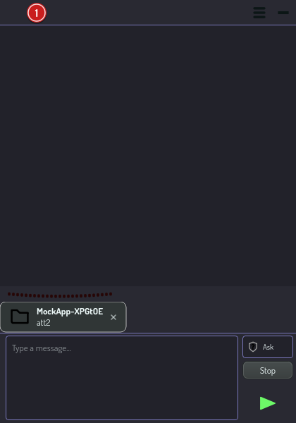 The chat overlay's title bar and status line