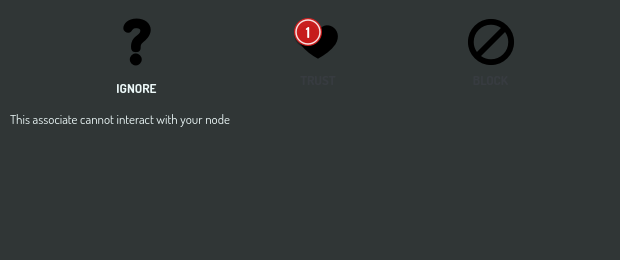 Trust selector — IGNORE / TRUST / BLOCK