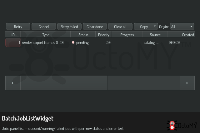 BatchJobListWidget in default mode