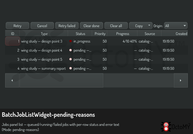 BatchJobListWidget in pending-reasons mode