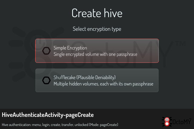 HiveAuthenticateActivity in pageCreate mode