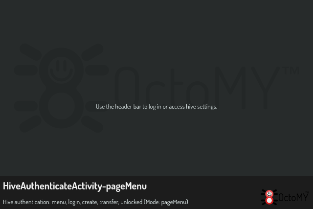 HiveAuthenticateActivity in pageMenu mode