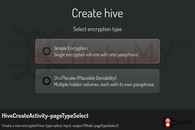 HiveCreateActivity in pageTypeSelect mode