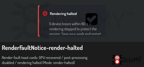 Rendering halted toast