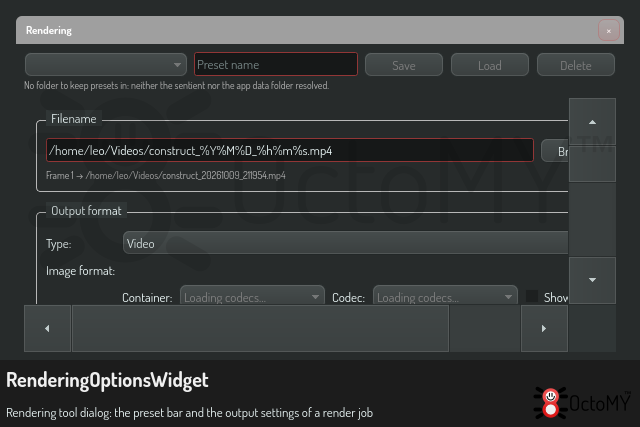 RenderingOptionsWidget in default mode