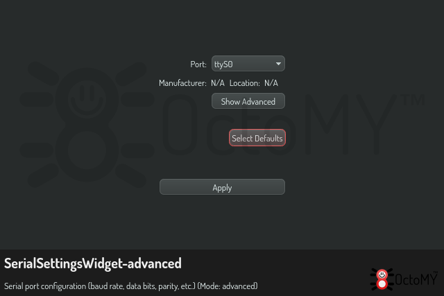 SerialSettingsWidget in advanced mode