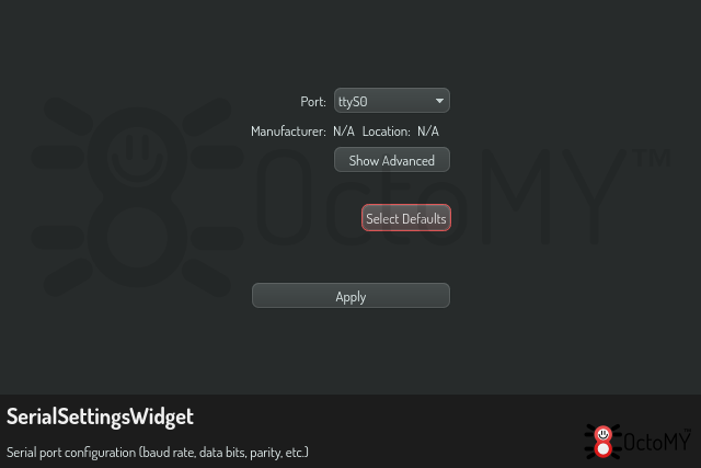 SerialSettingsWidget in default mode