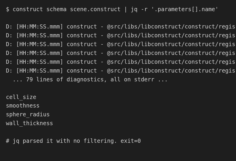 Piping schema output straight into jq