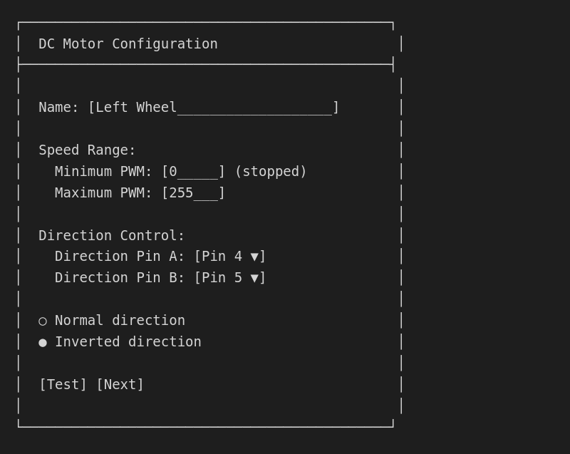 DC Motor Configuration